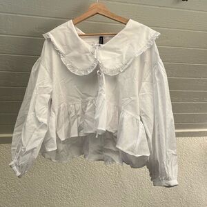 poplin blouse with peter pan collar